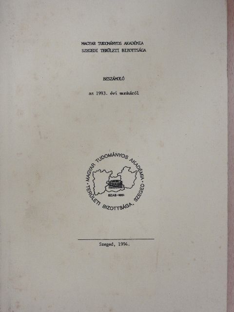 Beszámoló az 1993. évi munkáról [antikvár]