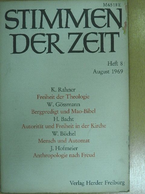 Heinrich Bacht - Stimmen der Zeit August 1969 [antikvár]