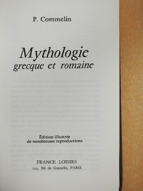 P. Commelin - Mythologie grecque et romaine [antikvár]