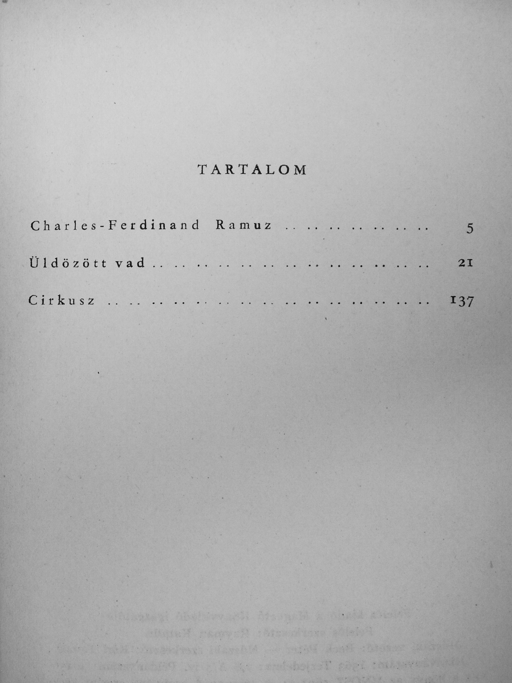 C. F. Ramuz - Üldözött vad/Cirkusz [antikvár]