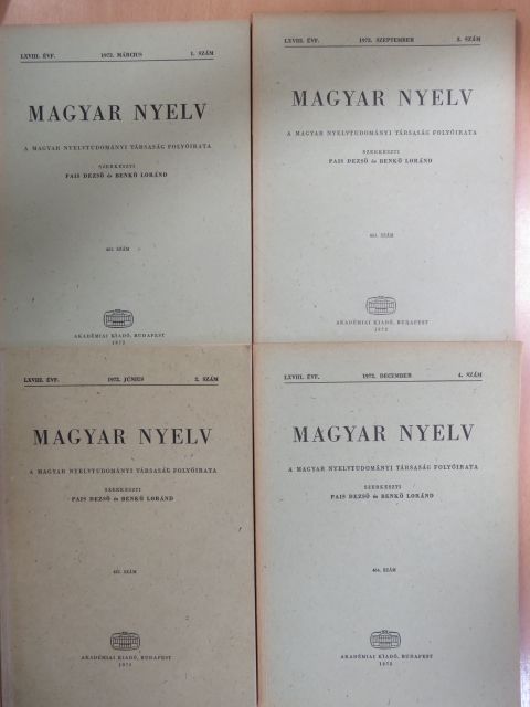 Mező András - Magyar Nyelv 1972/1-4. [antikvár]