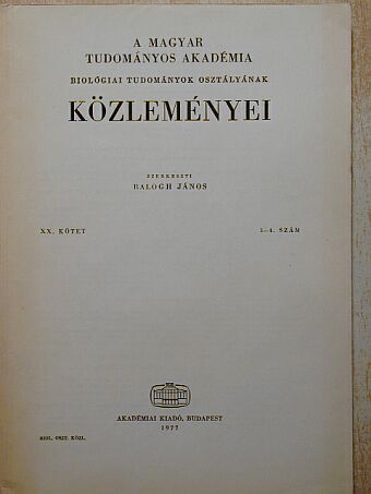 Béládi Ilona - A Magyar Tudományos Akadémia Biológiai Tudományok Osztályának Közleményei XX. kötet 3-4. szám [antikvár]