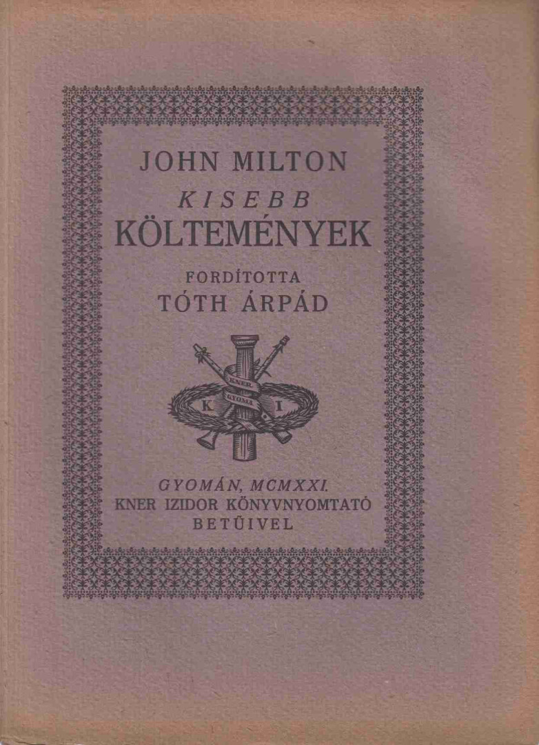 JOHN MILTON - Kisebb költemények [antikvár]