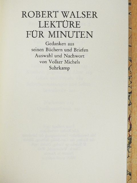 Robert Walser - Lektüre für Minuten [antikvár]