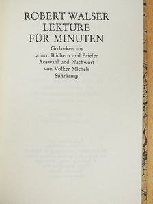 Robert Walser - Lektüre für Minuten [antikvár]