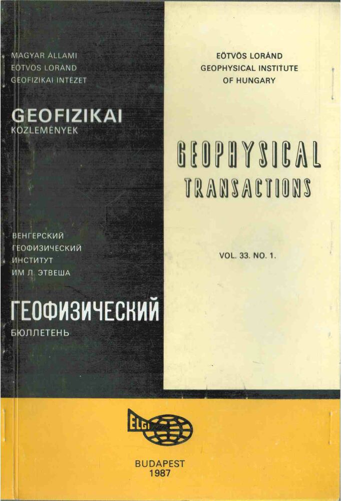 Sz. Kilényi Éva - Geofizikai közlemények vol. 33. no. 1 [antikvár]