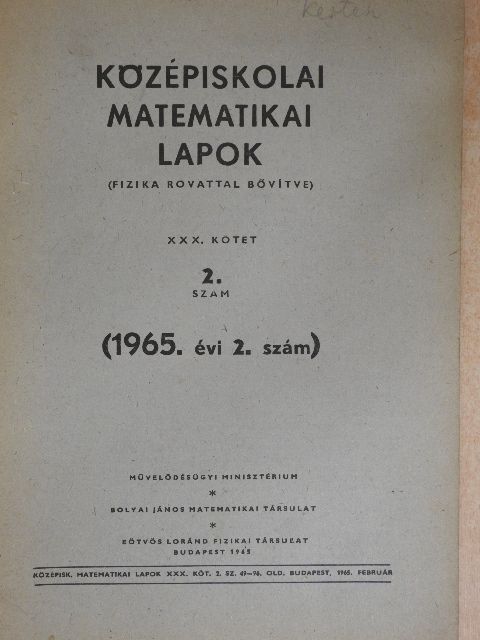 Lőrincz Pál - Középiskolai matematikai lapok 1965/2. [antikvár]