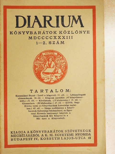 Kosztolányi Dezső - Diarium 1933/1-2. [antikvár]