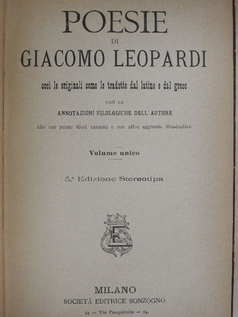 Giacomo Leopardi - Poesie di Giacomo Leopardi [antikvár]