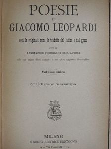 Giacomo Leopardi - Poesie di Giacomo Leopardi [antikvár]