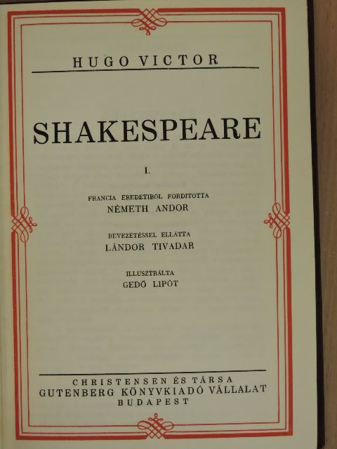Hugo Victor - Shakespeare I-II. [antikvár]
