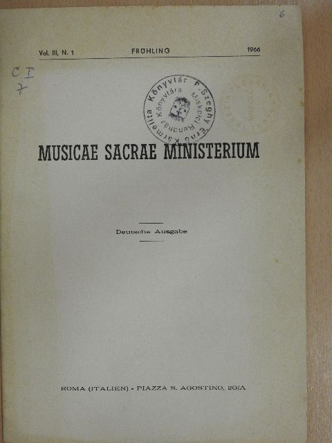 José López-Calo, S. J. - Musicae Sacrae Ministerium Frühling 1966 [antikvár]