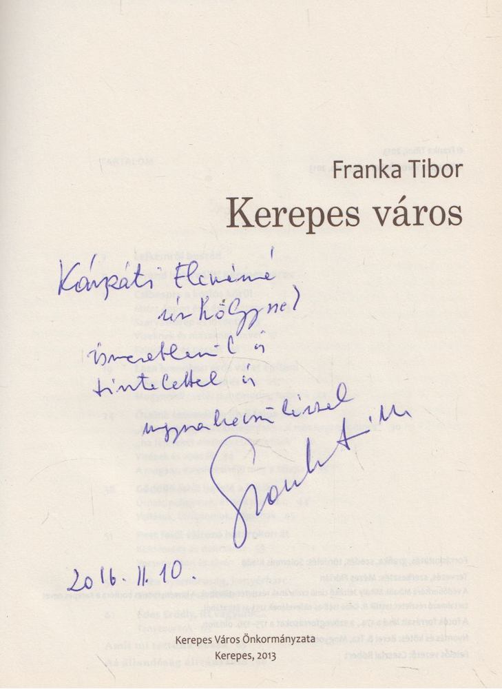 Franka Tibor - Kerepes város (dedikált) [antikvár]