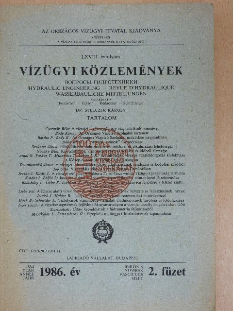 Body Károly - Vízügyi közlemények 1986/2. [antikvár]
