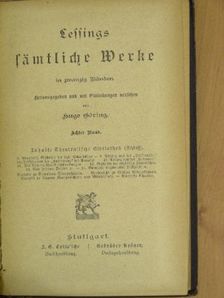 Lessing - Lessings sämtliche Werke in zwanzig Bänden 8. (gótbetűs) [antikvár]