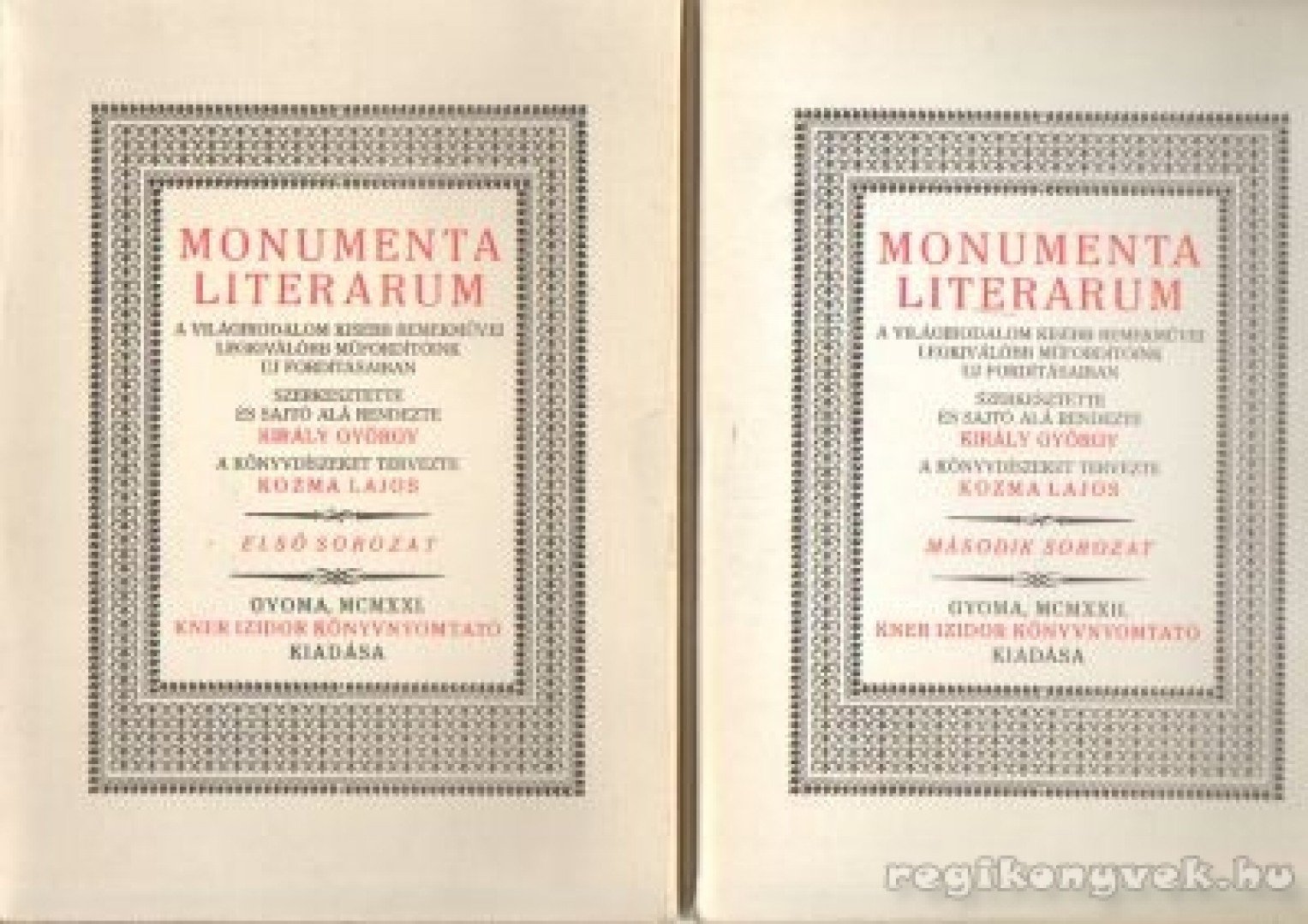 KIRÁLY GYÖRGY - Monumenta Literarum I-II. (24 füzet) [antikvár]