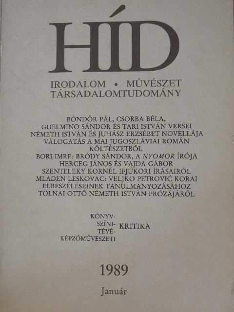 Bordás Győző - Híd 1989. január [antikvár]