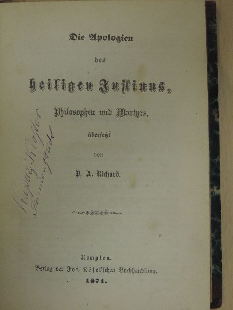Baläus - Die Apologien des heiligen Justinus/Des heil. Vincenz von Lerin Commonitorium/Octavius/Ausgewählte Gedichte der syrischen Kirchenväter (gótbetűs) [antikvár]