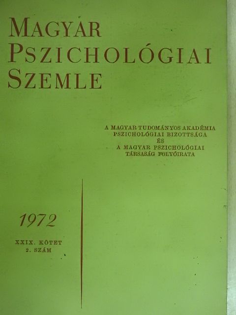 Büky Béla - Magyar Pszichológiai Szemle 1972/2. [antikvár]