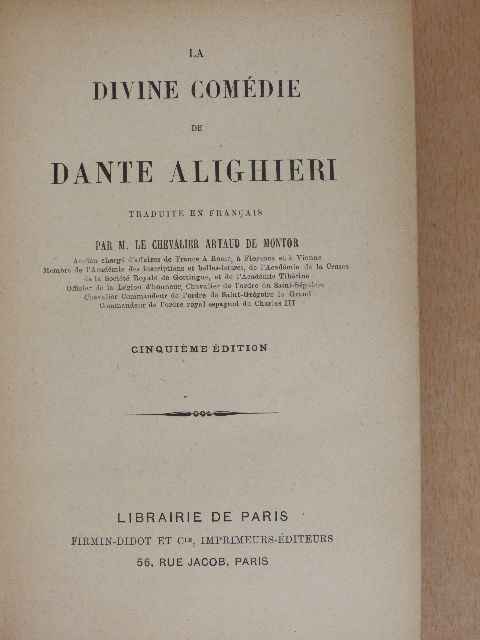 Dante Alighieri - La divine comédie [antikvár]