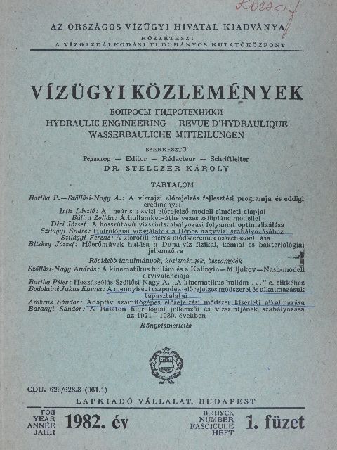 Bálint Zoltán - Vízügyi Közlemények 1982/1. [antikvár]