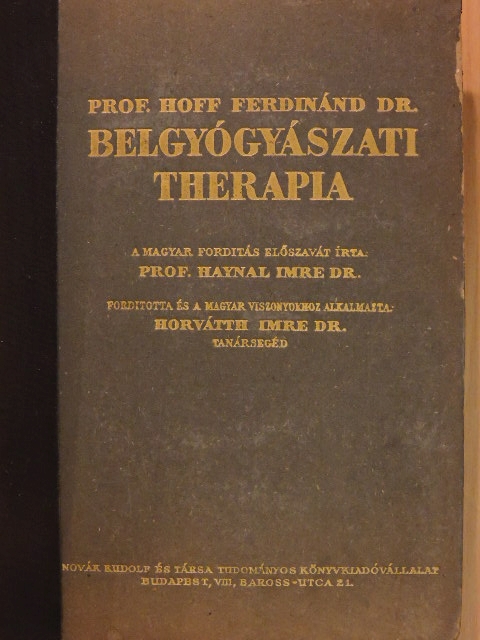 Prof. Dr. Hoff Ferdinánd - Belgyógyászati therapia [antikvár]
