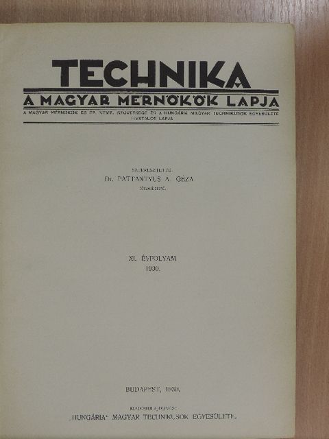 Babits Viktor - Technika 1930. (nem teljes évfolyam) [antikvár]