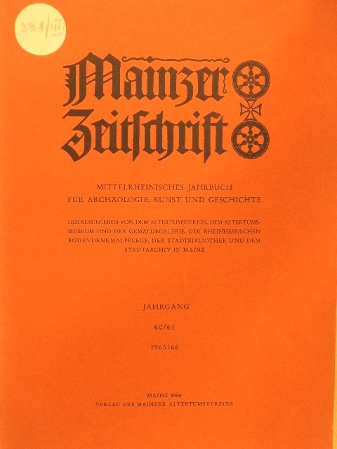 Dr. Friedrich W. Riedel - Mainzer Zeitschrift 60/61, 1965/66 [antikvár]