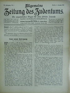 Allgemeine Zeitung des Judentums 2. Januar 1914 (gótbetűs) [antikvár]