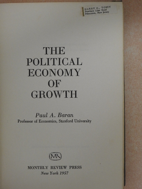 Paul A. Baran - The Political Economy of Growth [antikvár]