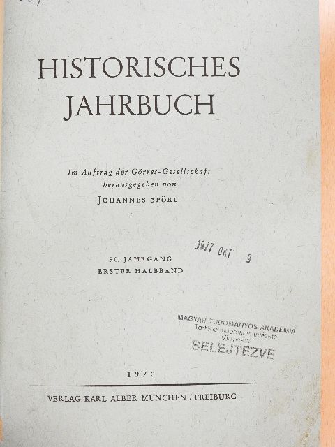 Historisches Jahrbuch 1970/I-II. [antikvár]