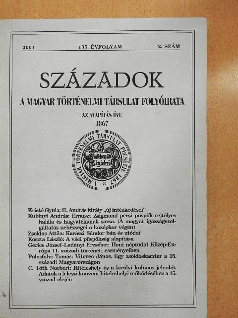 Századok 2001/2. [antikvár]