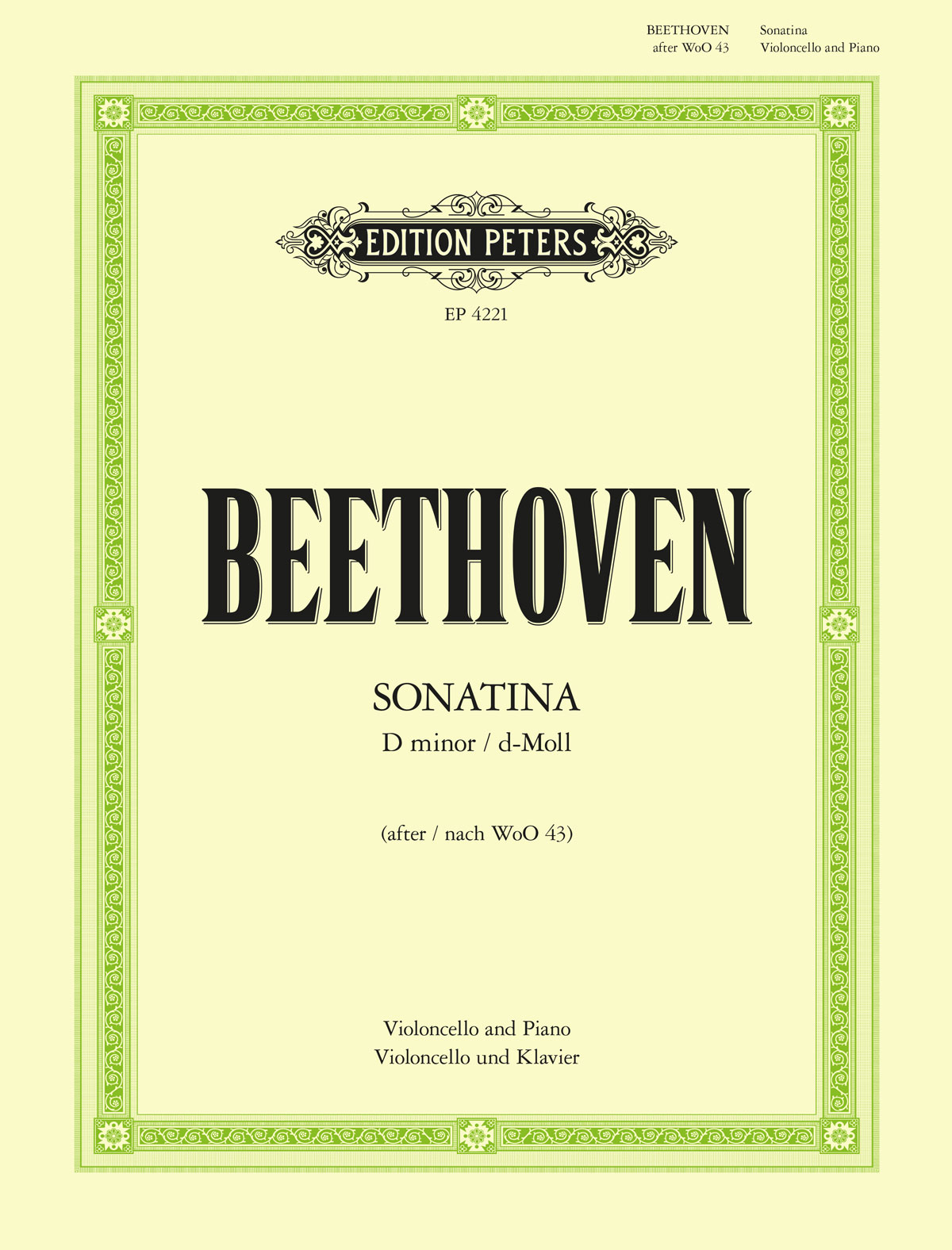BEETHOVEN - SONATINA d-MOLL (NACH WoO 43) VIOLONCELLO UND KLAVIER