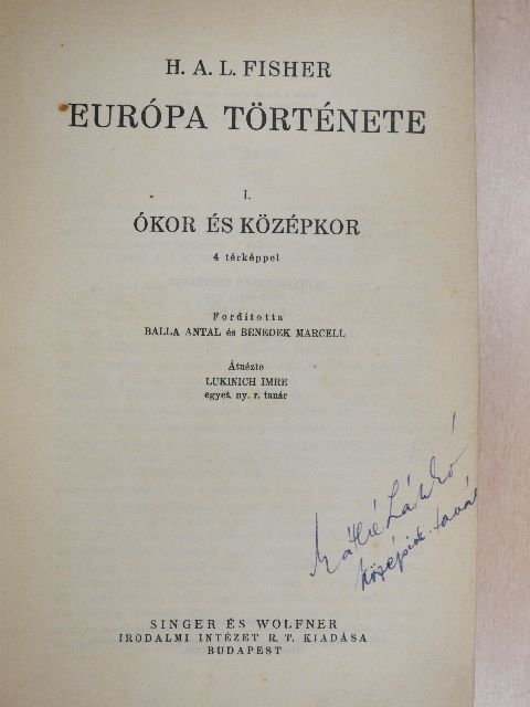 H. A. L. Fisher - Európa története I-III. [antikvár]