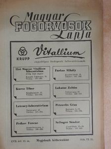 Dr. Balogh Károly - Magyar Fogorvosok Lapja 1939. június 25. [antikvár]