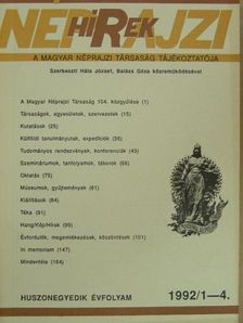 Néprajzi Hírek 1992/1-4. [antikvár]