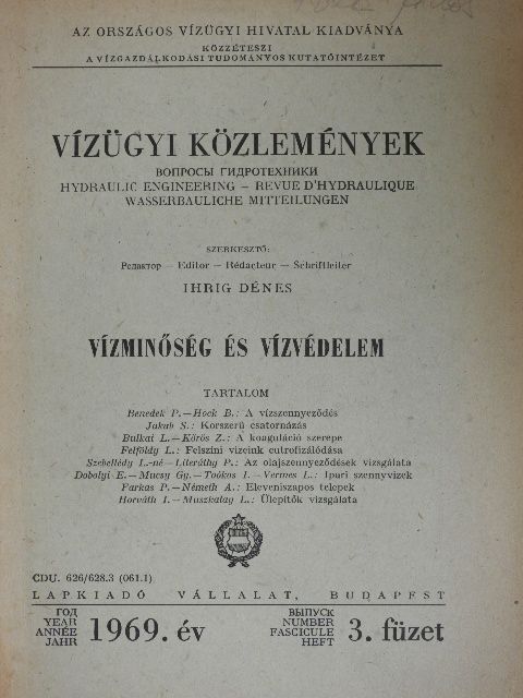Benedek Pál - Vízügyi közlemények 1969/3. [antikvár]