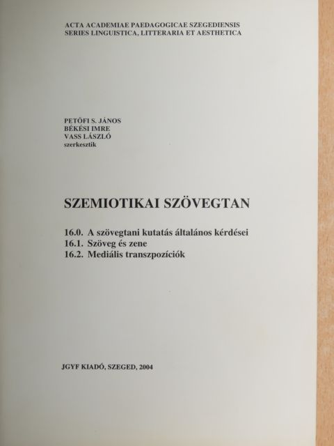 Békési Imre - Szemiotikai szövegtan  [antikvár]