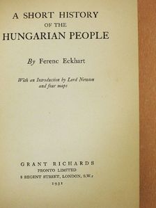 Eckhart Ferenc - A short history of the hungarian people [antikvár]