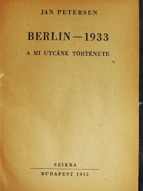Jan Petersen - Berlin - 1933 [antikvár]