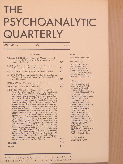 Hanns Sachs - The Psychoanalytic Quarterly 1986/3. [antikvár]