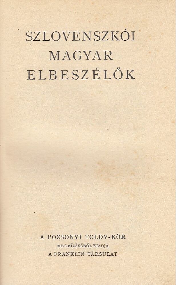 Szlovenszkói magyar elbeszélők [antikvár]