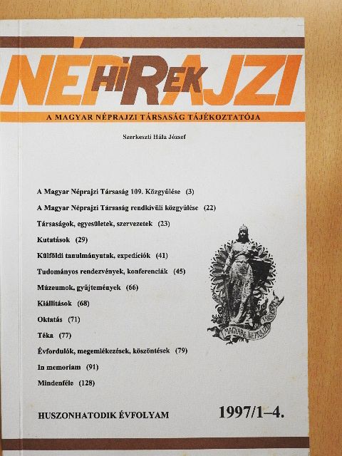 Balázs György - Néprajzi Hírek 1997/1-4. [antikvár]