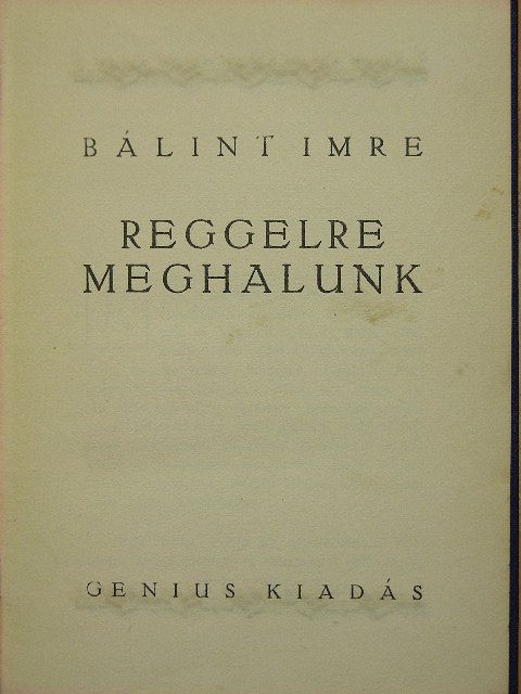 Bálint Imre - Reggelre meghalunk [antikvár]