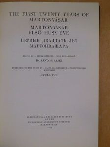 Gáspár László - The first twenty years of Martonvásár [antikvár]