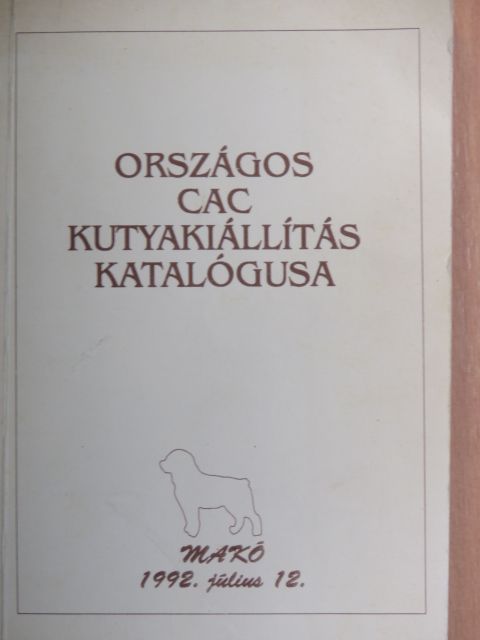 Országos CAC Kutyakiállítás katalógusa [antikvár]