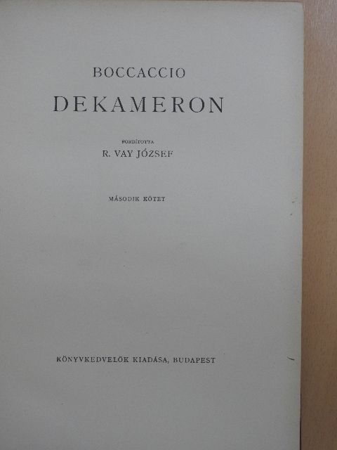 Giovanni Boccaccio - Dekameron II. (töredék) [antikvár]