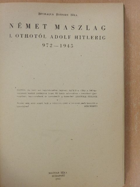 Bevilaqua Borsody Béla - Német maszlag [antikvár]