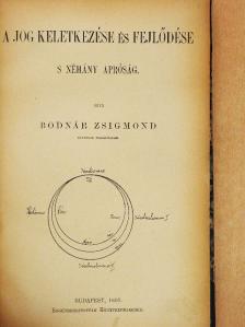 Bodnár Zsigmond - A jog keletkezése és fejlődése/Erkölcsi kérdések [antikvár]