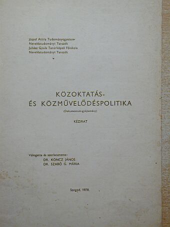 Közoktatás- és közművelődéspolitika [antikvár]